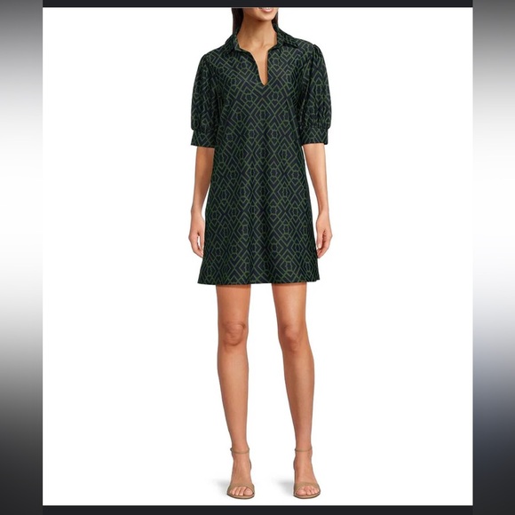 Jude Connally Dresses & Skirts - Jude Connally Emerson Knit Garden Lattice Navy Print Point Dress Size S (roomy)